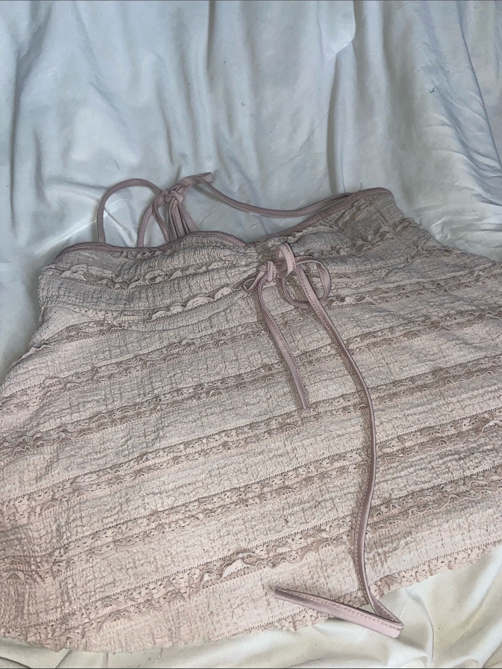 SHEIN Blush Pink Lace-Trim Bandeau Cami